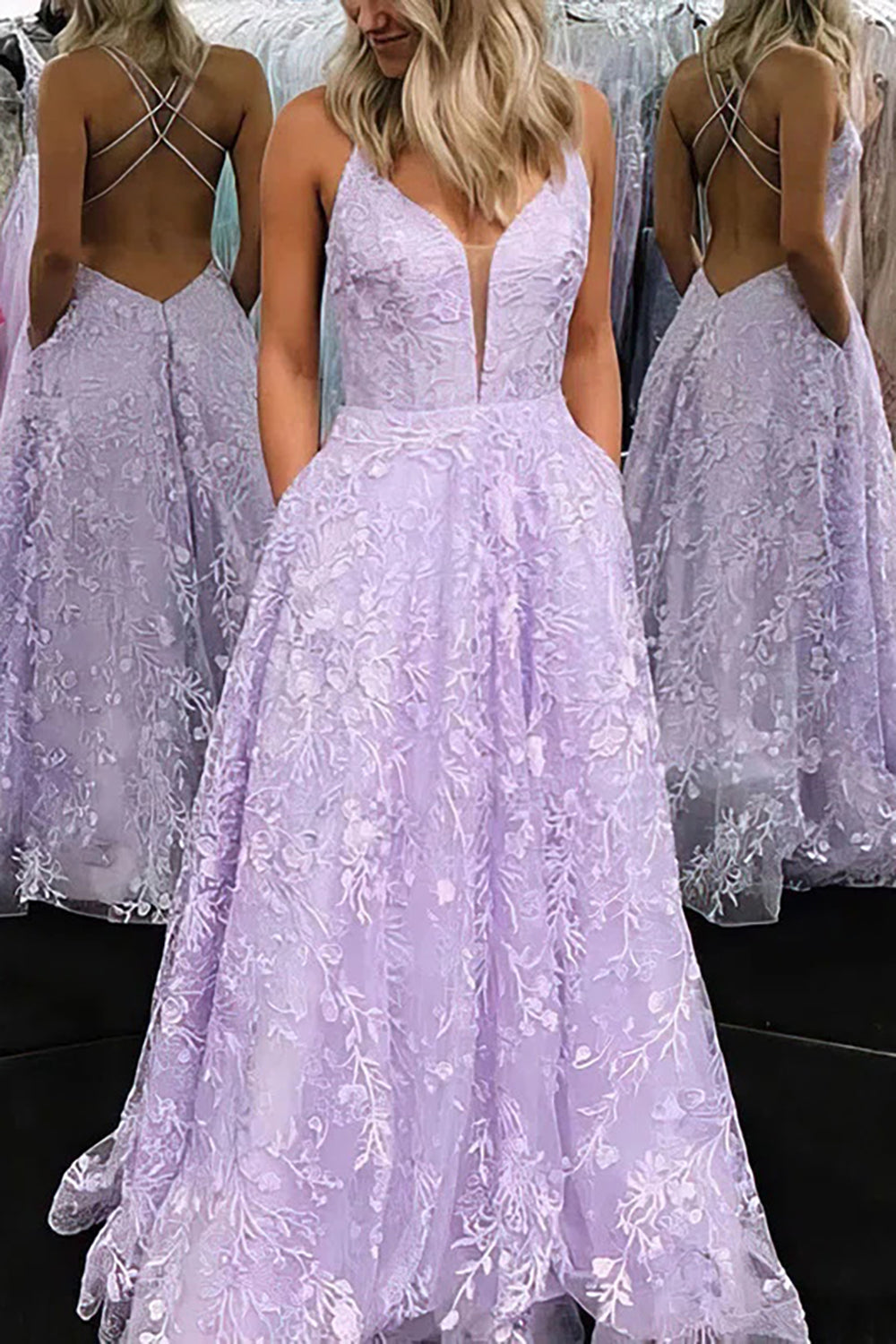 Vestido de graduación corte A con bordado
