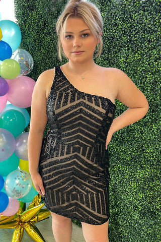 Sheath One Shoulder Sequins Tight Short Homecoming Dress