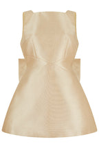 Robe mini Ultimate Muse en satin à nœud oversize et col carré 