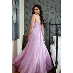 Robe de bal trapèze en tulle à bretelles spaghetti, col en V, simple et décontractée