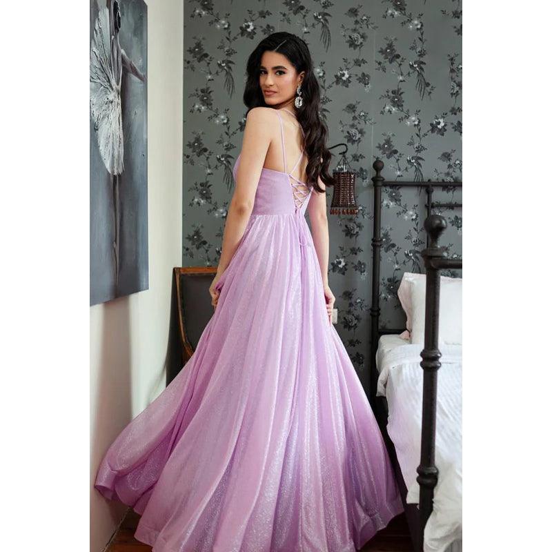 Robe de bal trapèze en tulle à bretelles spaghetti, col en V, simple et décontractée