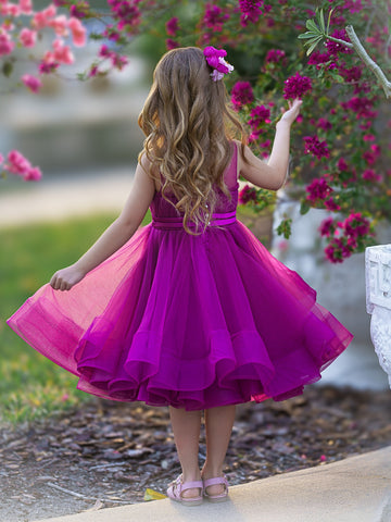 Vestido de princesa/vestido de tul hasta la rodilla para niña de las flores 