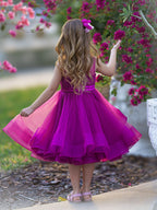 Vestido de princesa/vestido de tul hasta la rodilla para niña de las flores 