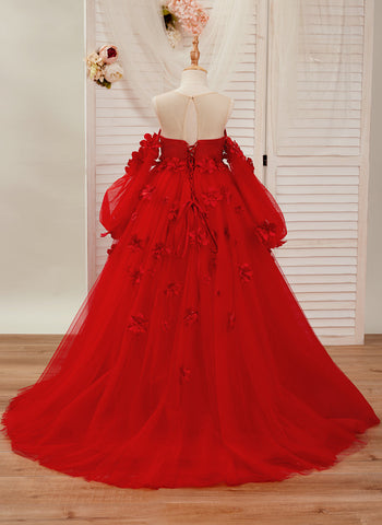 Vestidos de princesa con flores en 3D para niña 