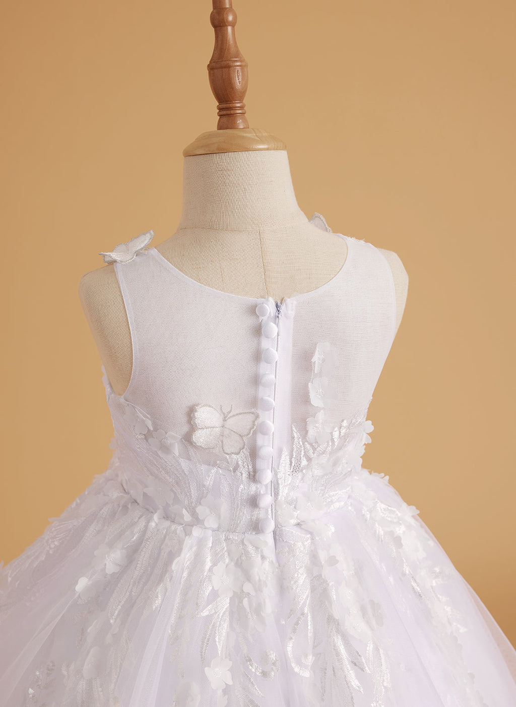 Vestido de princesa rosa para niñas con apliques de encaje 