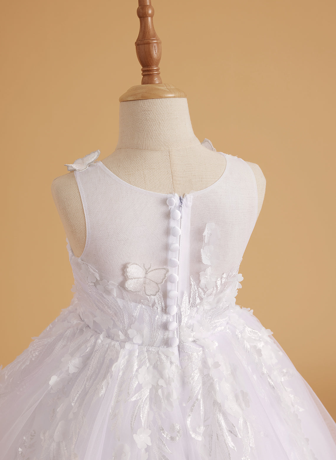 Vestido de princesa rosa para niñas con apliques de encaje 