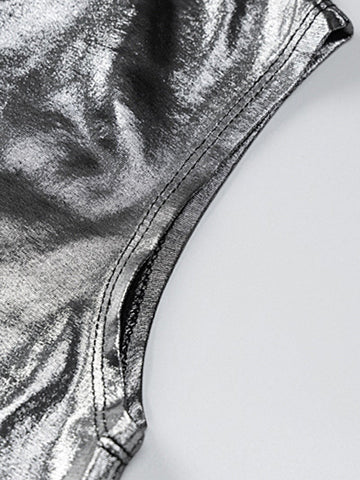 Vestidos de noche ajustados, asimétricos, brillantes, de color liso, con abertura en la entrepierna y un solo hombro. 