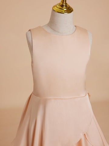 A-line Chiffon Floor-length Light Peach Flower Girl Dress