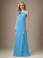 Vestido Ruby Sheath de malla metálica con un solo hombro para la madre de la novia