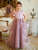 Vestido de princesa/vestido de princesa de satén y tul para niña de las flores 
