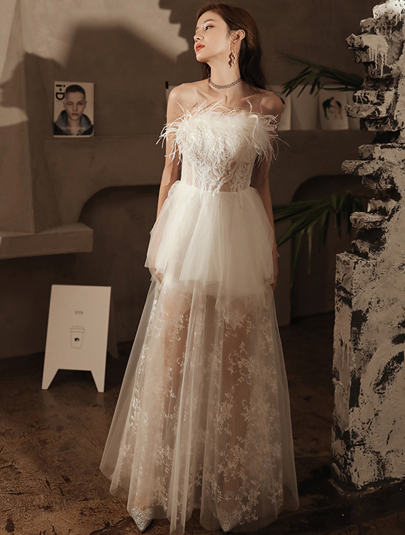 Vestido de fiesta transparente de estilo retro sexy, vestido de noche blanco, Y2407