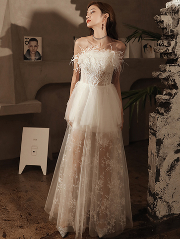 Robe de soirée transparente sexy style rétro, robe de soirée blanche, Y2407