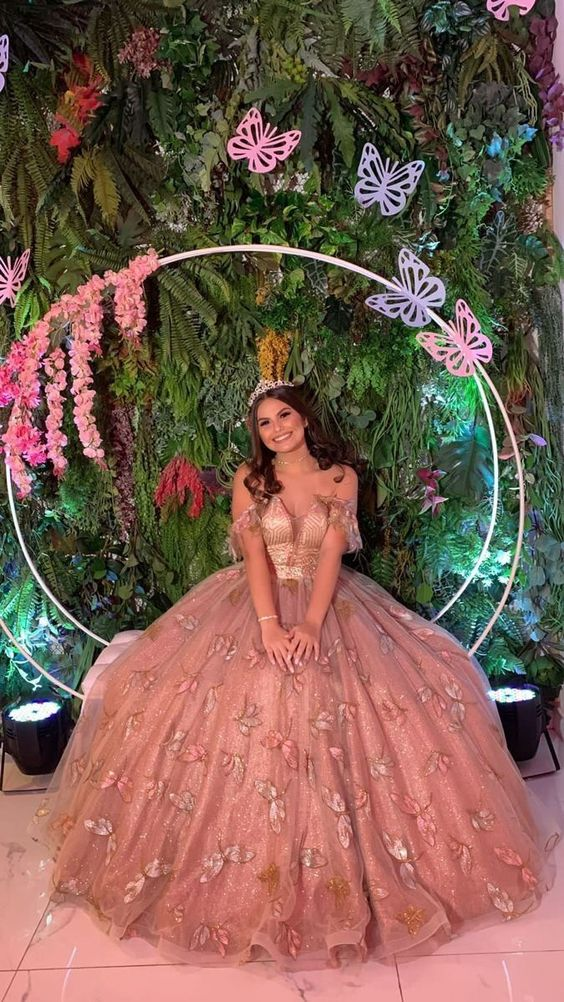 Vestido de gala de hombros descubiertos de lujo para quinceañera Y5306