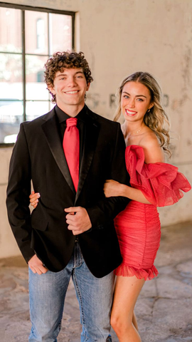 Robe de bal rouge à volants Y5413