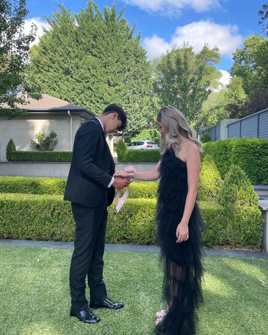 Nouvelle robe de bal noire en tulle à volants, robe de soirée longue Y1993