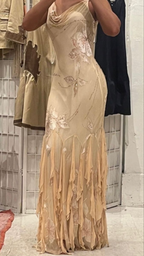 Vestido de noche único con tirantes finos, estampado de gasa, volantes con cuentas, estilo sirena, modelo Y8254