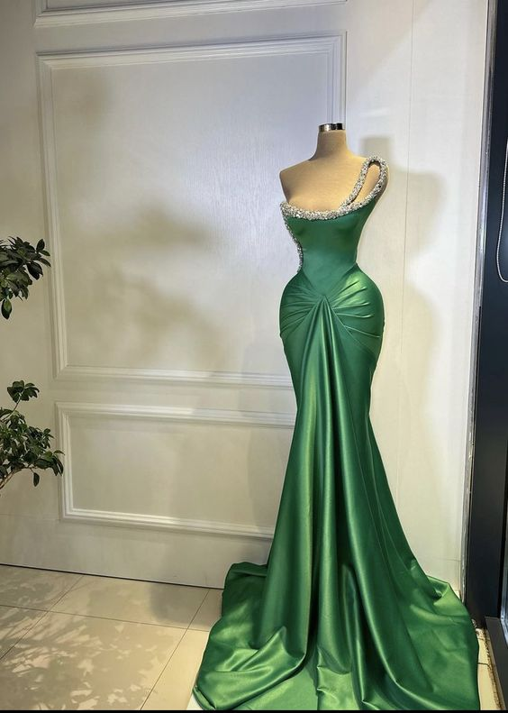 Robe de bal sirène vert émeraude, charmante robe de soirée vert émeraude Y6435