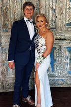 Ashley | Vestido de graduación tipo tubo con un solo hombro y lentejuelas efecto espejo