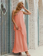 Vestido largo de gasa de talla grande para la madre de la novia, vestido de gala para dama de honor, vestido de graduación SY28019