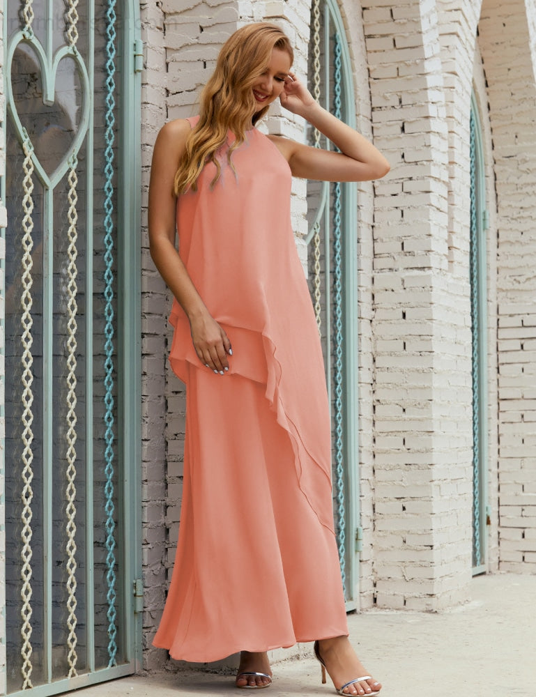 Vestido largo de gasa de talla grande para la madre de la novia, vestido de gala para dama de honor, vestido de graduación SY28019