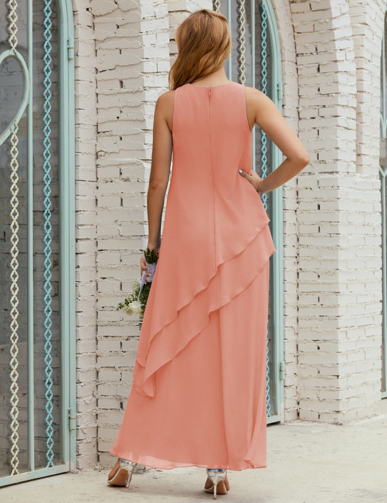 Vestido largo de gasa de talla grande para la madre de la novia, vestido de gala para dama de honor, vestido de graduación SY28019