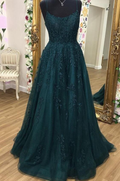 Vestido de fiesta de tul con encaje, corte en A, escote redondo y tirantes finos, vestido de noche Y1817