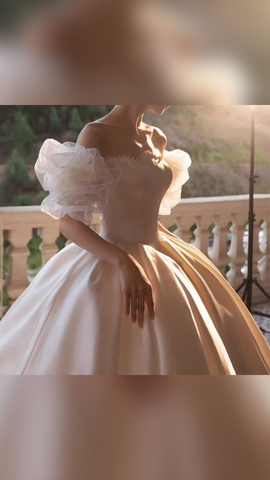 Vintage White Satin Wedding Dress Charming Wedding Dress Y411