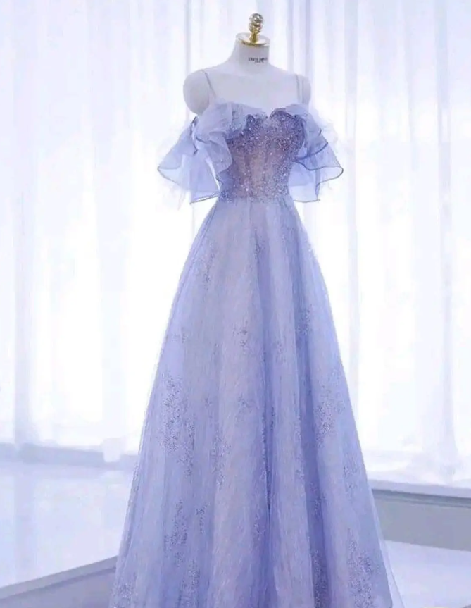 Vestido de baile de hadas con lentejuelas y tul brillante, corte línea A, modelo Y7793
