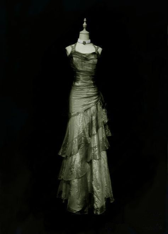 Elegante vestido de noche largo de corte A con capas Y7776