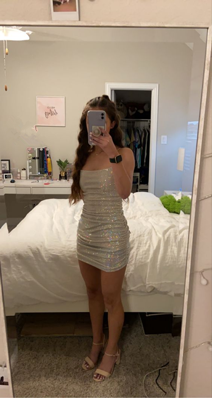 Sexy Shiny Dress Short Homecoming Dress Y1908