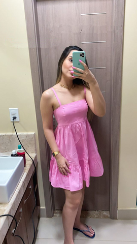 Vestido rosa de fiesta con tirantes finos, corte en A, para baile de bienvenida, modelo Y2782