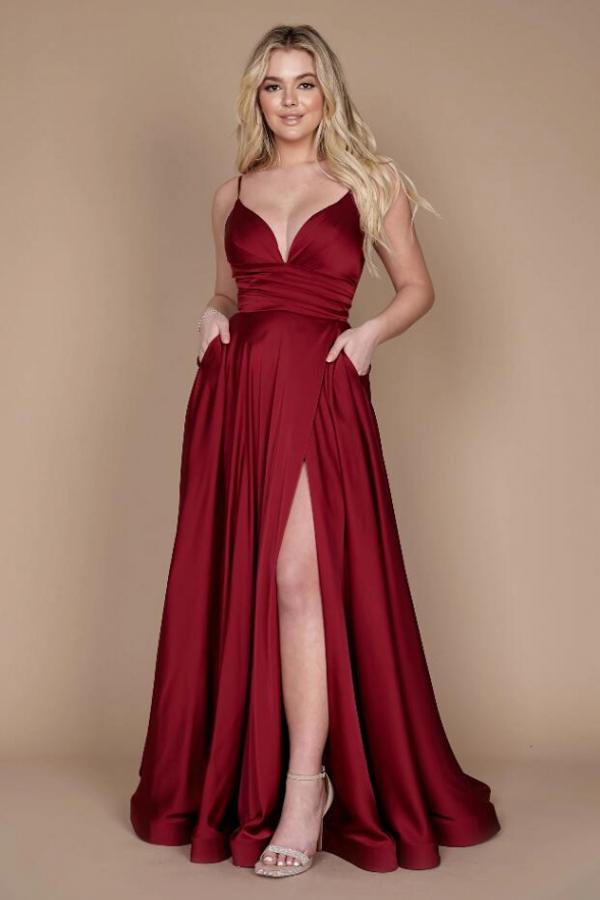 Vestidos largos de fiesta sencillos de diseñador con abertura lateral