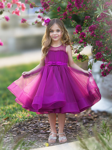 Vestido de princesa/vestido de tul hasta la rodilla para niña de las flores 