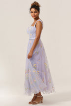 Cute A Line Sweetheart Light Purple Long Prom Dress with Embroidery