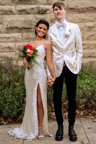 Robe de bal longue élégante à sequins, robe de soirée formelle avec applications de dentelle Y1768