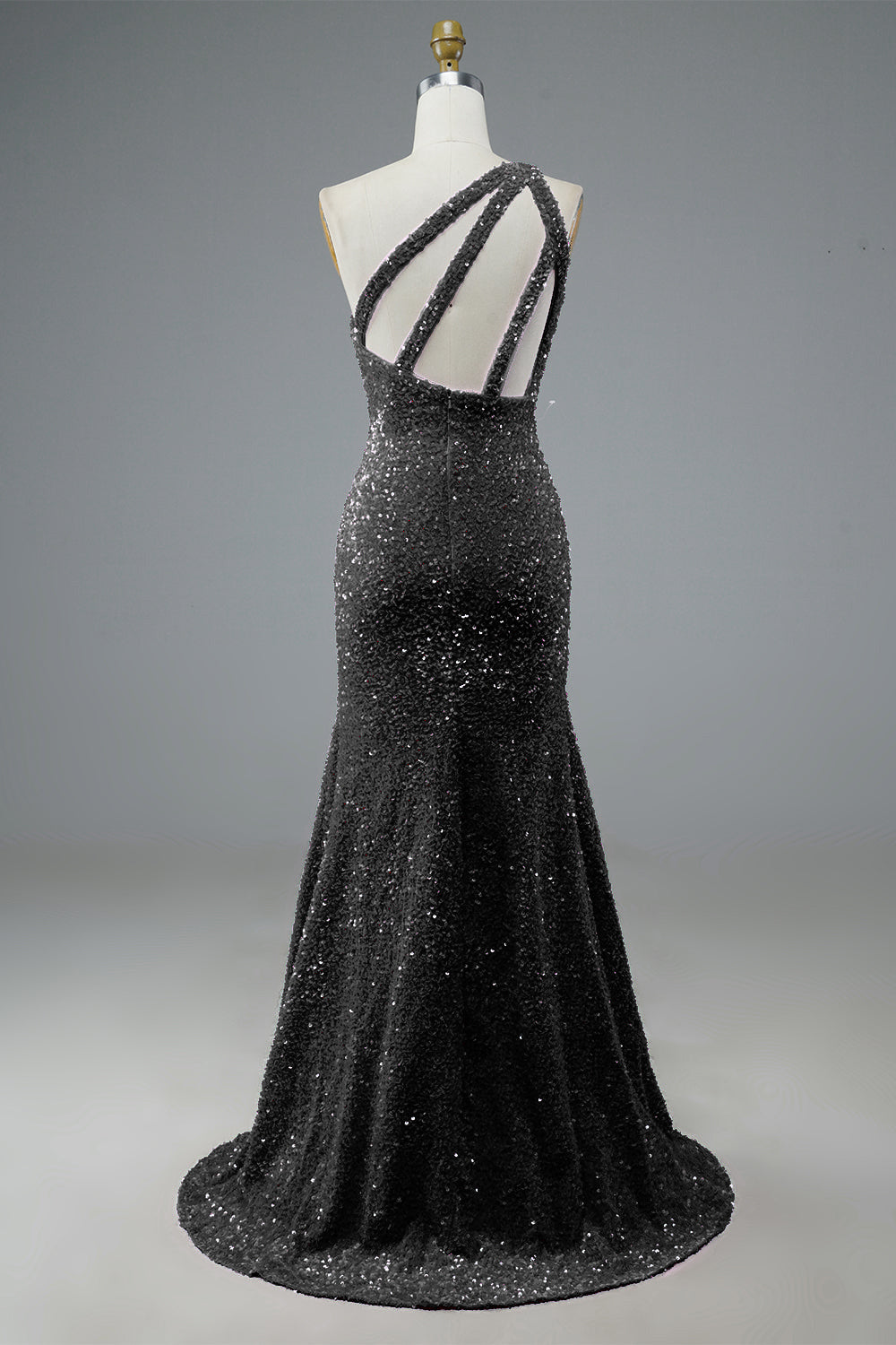 Robe de bal longue à paillettes et sequins avec fente