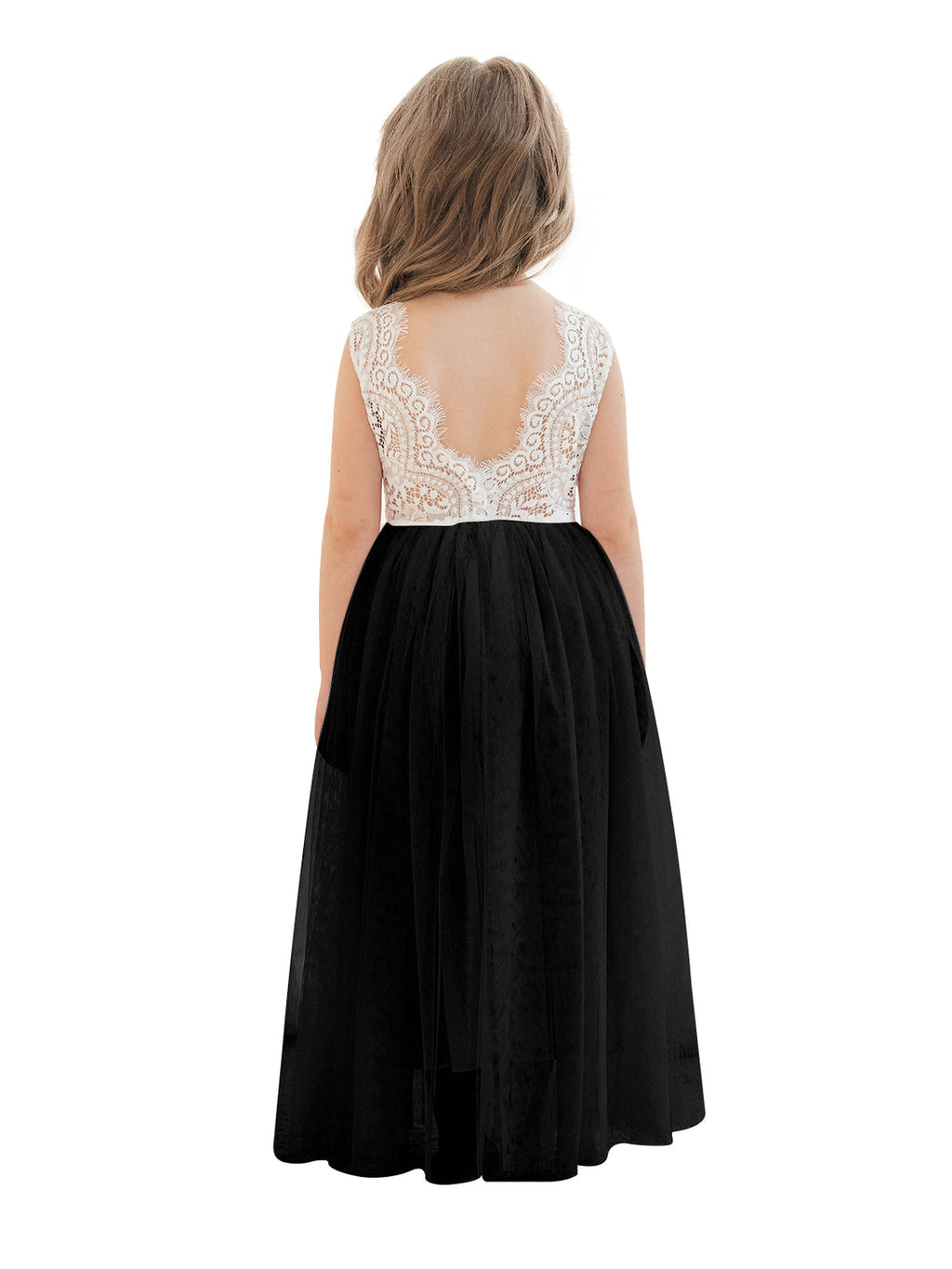 Vestido de niña de las flores de tul y encaje encantado 