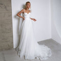Simple White Tulle Wedding Dresses Boho Bow Spaghetti Straps A-Line Beach Wedding Party Gowns Abito Da Sposa 2021