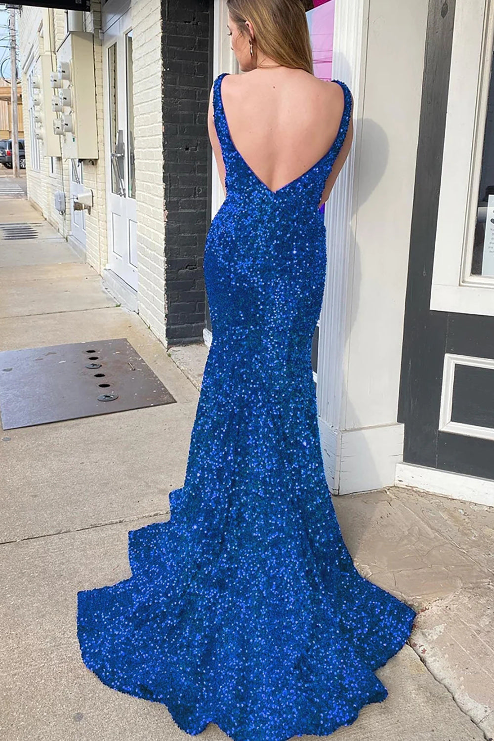 Robe de bal sirène à paillettes