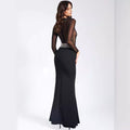 Robe de soirée sexy dos nu ornée de strass 