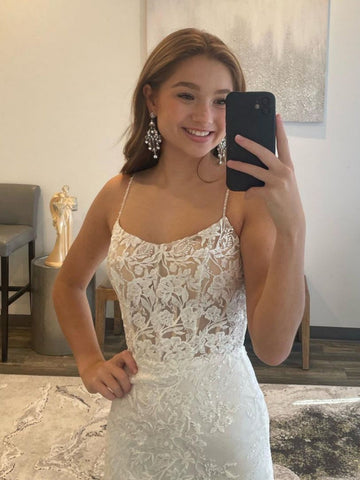 Roycebridal Billie | Vestido de noche largo de sirena blanco para baile de graduación