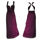 Robe de soirée longue dos nu en mousseline violet ombré raisin Y7482