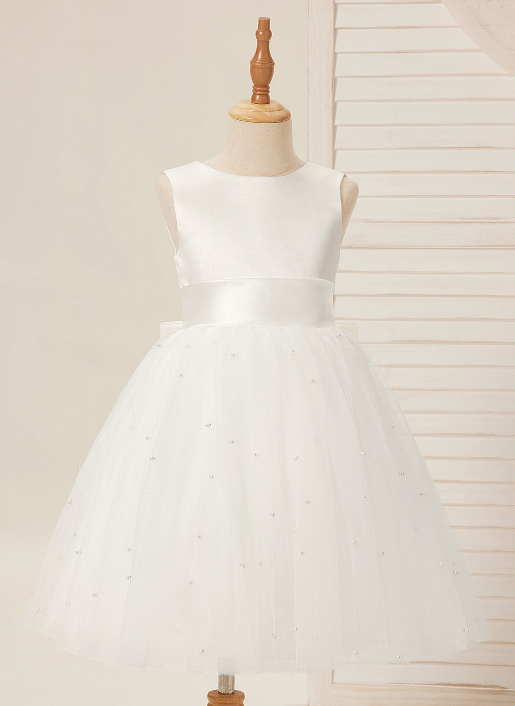 Vestido de princesa/vestido de princesa de satén y tul hasta la rodilla para niña de las flores 