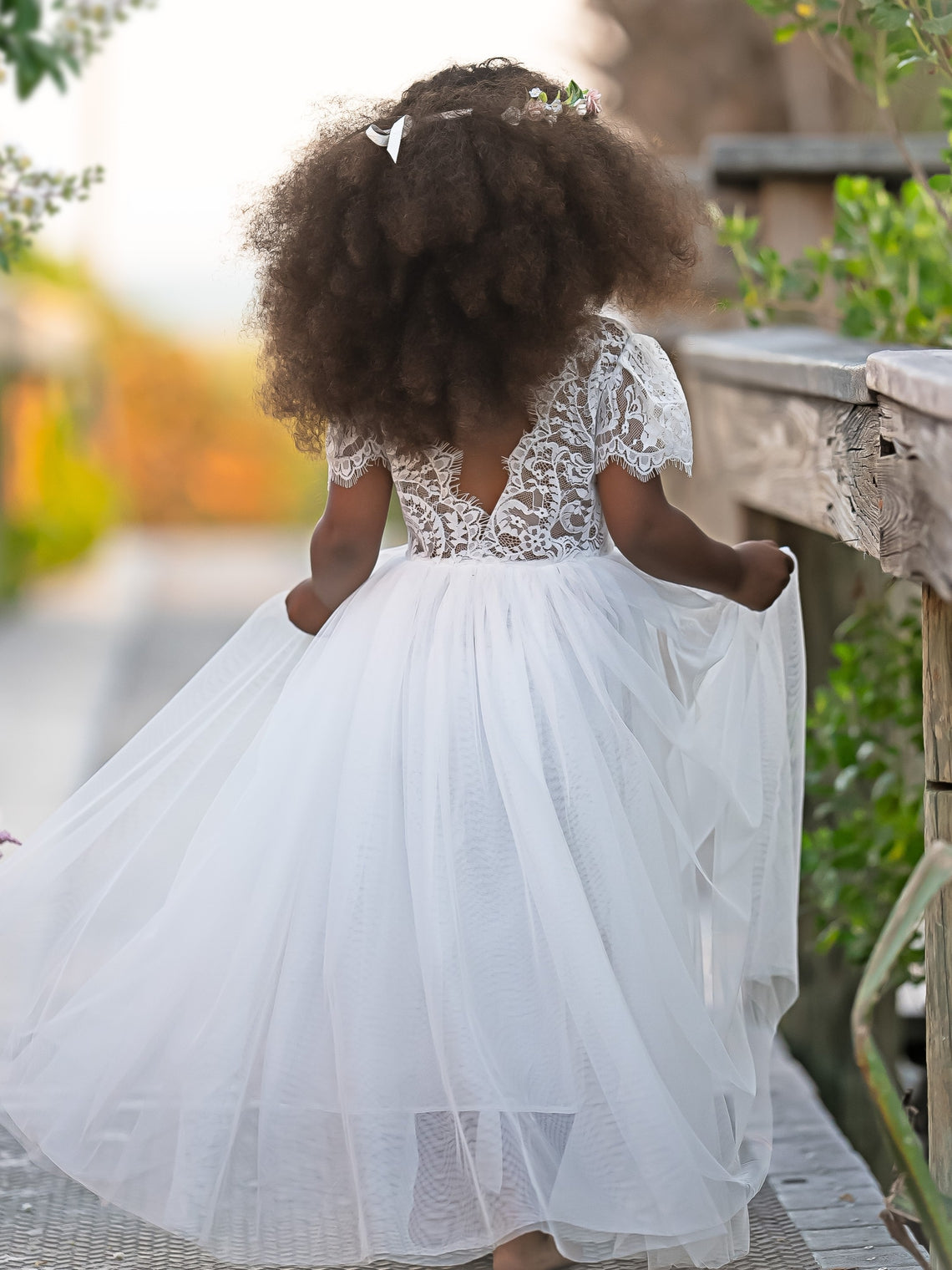 Vestido bohemio de encaje hasta el tobillo para niña de las flores 