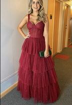 Robe de bal élégante en tulle brillant à volants Y707