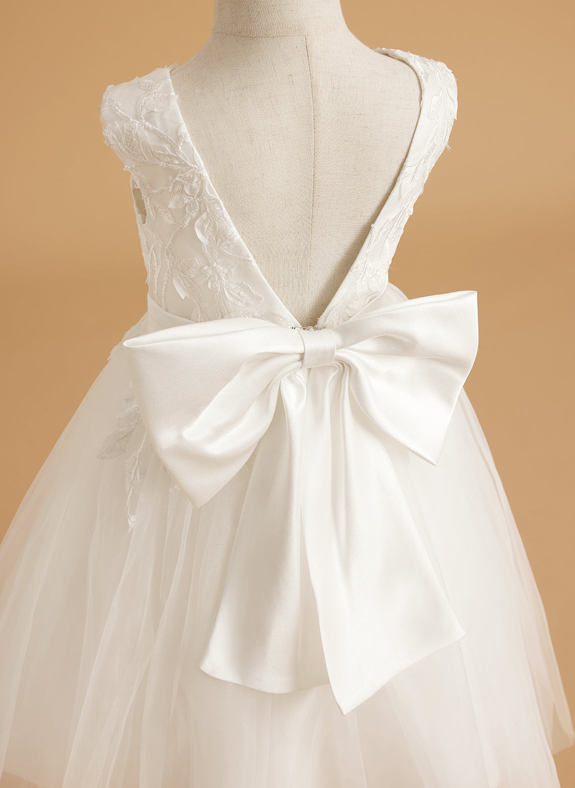 Vestido de niña de las flores sin mangas de tul y encaje hasta la rodilla 