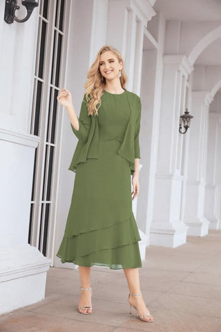 Vestido de fiesta formal de dos piezas corte A para la madre de la novia Sunderly SY28072