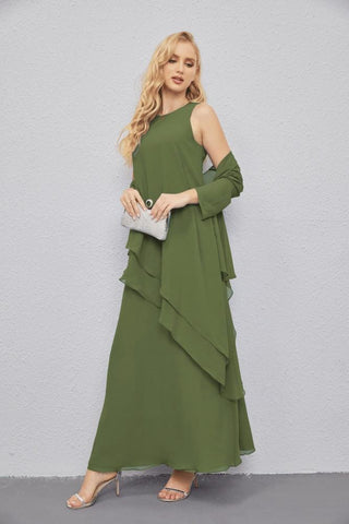 Vestidos de madre de la novia con cárdigan ligero abierto al frente, vestido formal de fiesta 28081 