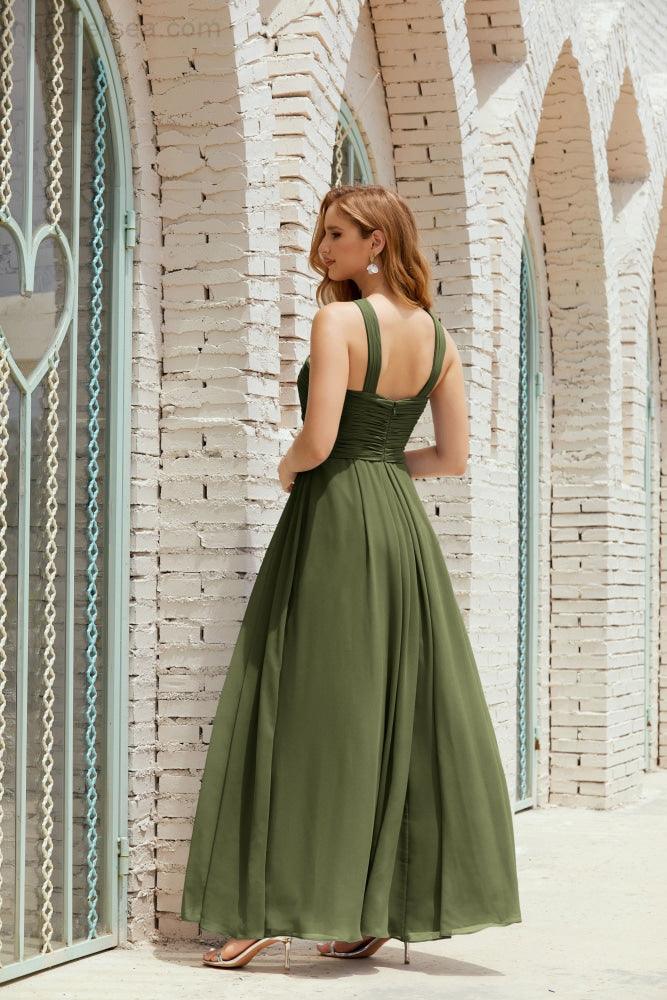 Vestidos de dama de honor con cuello halter, vestido formal de cóctel o de fiesta 28015 