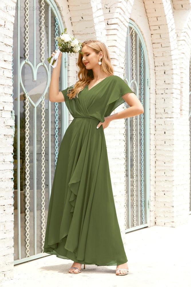 Vestido Baoleely para la madre de la novia, talla grande, escote en V, largo hasta el suelo, formal, para invitada de boda 28020